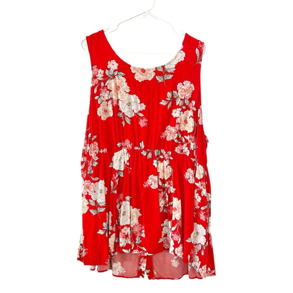 Torrid Red Floral Sleeveless Tank Top